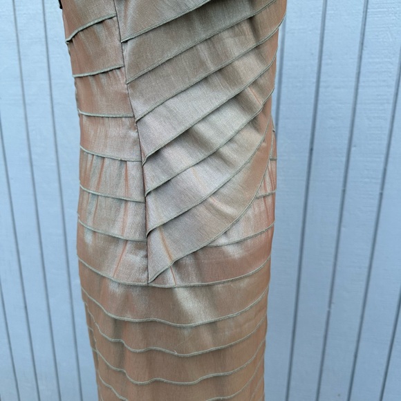 Tadashi Shoji Pleated Iridescent Evening Gown - Picture 13 of 16